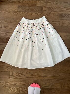 White Circle Skirt with Multicolor Dot Scatte